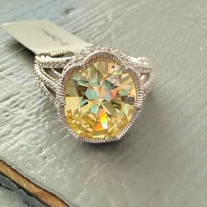 Judith Ripka Canary Yellow 925 Sterling Silver Ring Size 9 NEW